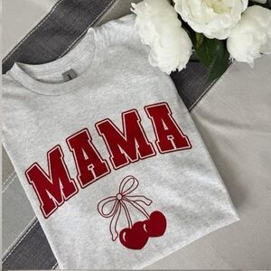 MAMA with cherry hearts t shirt
